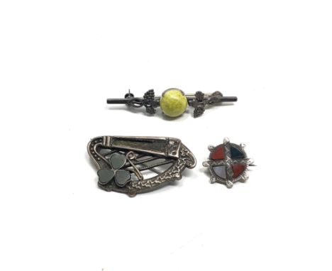 3 X Antique Silver Celtic Brooches (9g)