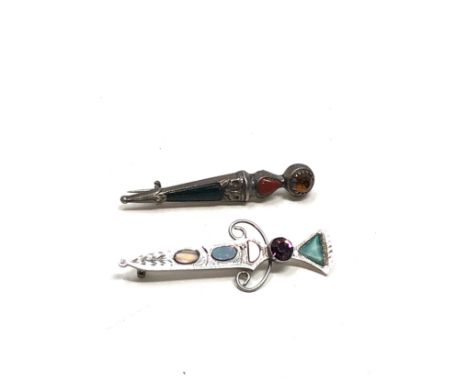 2 X Sterling Silver Scottish dirk Brooches (8g)