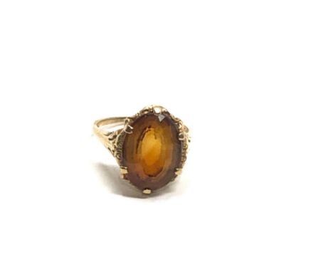 9ct gold vintage citrine cocktail ring (5.9g)