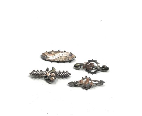 4 X Antique Sterling Silver Brooches
