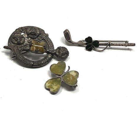 3 X Antique Sterling Silver Brooches (14g)