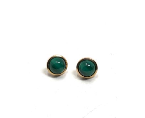 9ct gold vintage malachite earrings (2.7g)