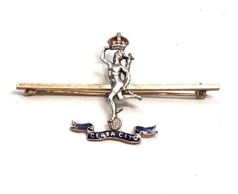 9ct Gold Antique Enamel Military Brooch (3.8g)