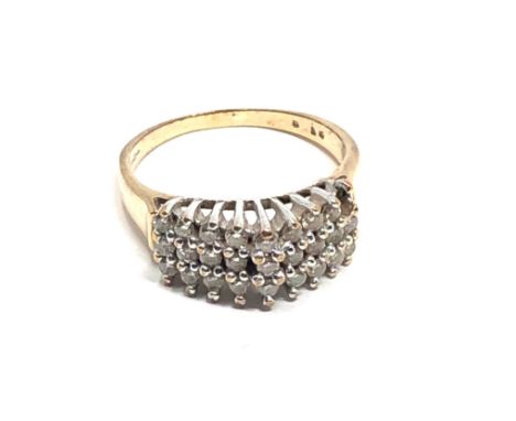 9ct gold vintage diamond dress ring, 0.50ct diamonds (3.3g) missing stone