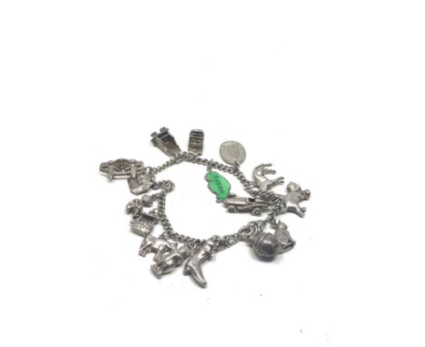 Vintage silver charm bracelet weight 43g