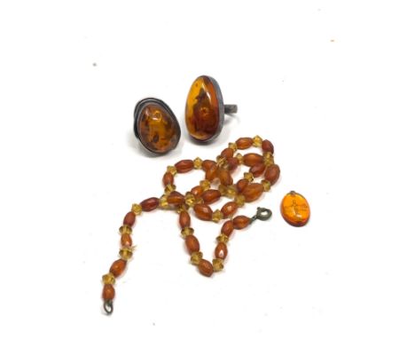 4 X Vintage Amber Jewellery Including Sterling Silver (35g)