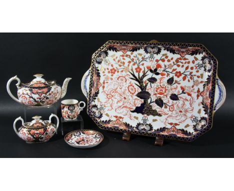 ROYAL CROWN DERBY TRAYED IMARI TEASET, circa 1890, pattern number 383, comprising a rectangular tray, teapot &amp; cover, suc