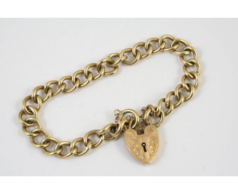 A 9CT GOLD GATE LINK BRACELET with padlock clasp, 19.5cm long, 24.3 grams, together with a smaller 9ct gold gate link bracele