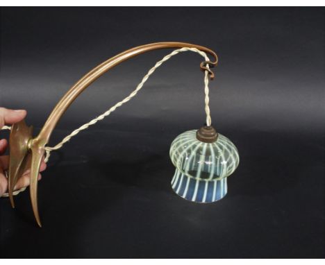 ARTS &amp; CRAFTS WALL LIGHT in the manner of W A S Benson, made in brass and copper with heart shaped wall mount and with a 