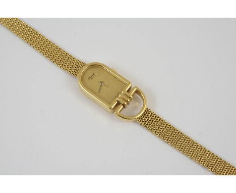 A LADY'S 18CT GOLD WRISTWATCH BY CHOPARD the gold coloured dial signed Chopard Geneve, signed Kutchinsky to the reverse and n