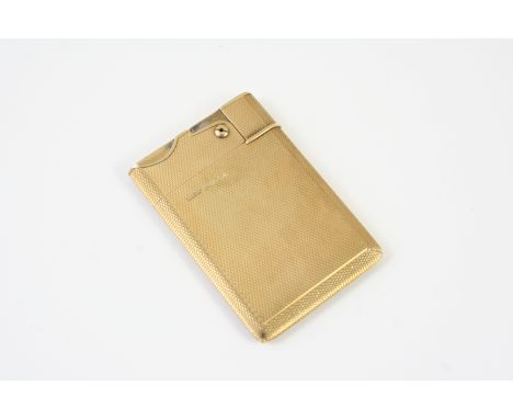 A 9CT GOLD 'WAFER' LIGHTER BY ASPREY &amp; CO with engine turned decoration, marked A &amp; Co. Ltd and hallmarked for London