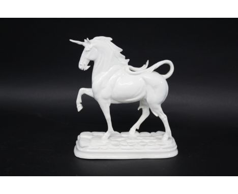 MICHAEL SUTTY - UNICORN a rare model of a Unicorn in white, one of three produced. Signed by Michael Sutty underneath in pen.