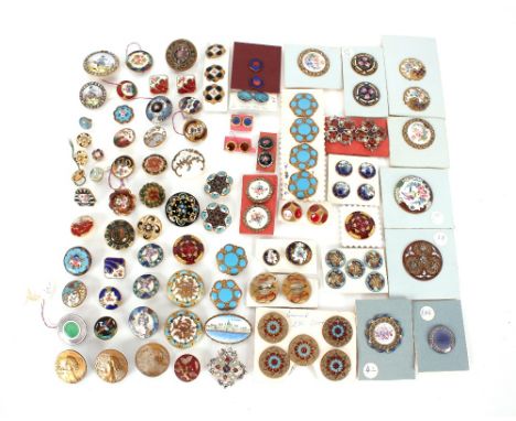 A collection of various vintage and other enamel decorated buttons 