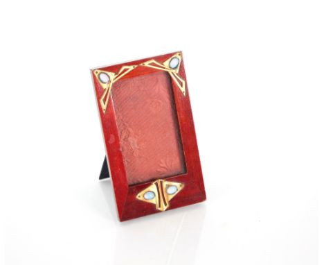 An Art Nouveau photo frame with moonstone decoration, 14cm x 8cm