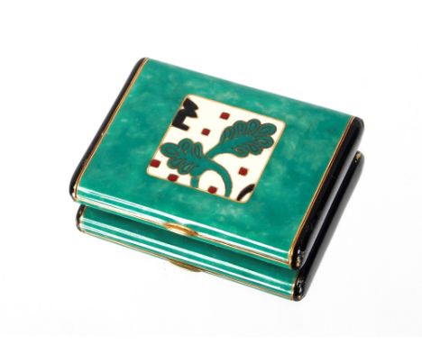 A French 18ct gold and enamel compact, probably by Fouquet Lapar, indistinct marks, No.C2207 approx. 75gms total weight, 5.5c