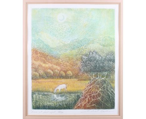 Michael Oelman: two coloured etchings, "Love at First Sight", 146/150, and "Moon Lighting", 23/150, in gilt strip frames