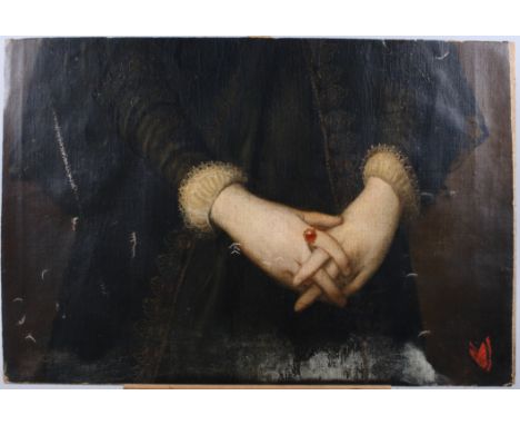James McNeill Whistler: purportedly the remains of an oil on canvas damaged by a fire in 1942, the lower half of a person in 