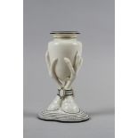 A 19th century Royal Worcester "Bird Foot" vase, on trefoil base, 7" high