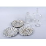 A Victorian novelty glass decanter, in the form of a life belt, a 19th century octagonal cut glass