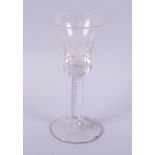 An 18th century ale glass with air twist stem and etched "Bonnie Prince Charlie" decoration, 7 1/