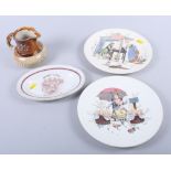 A “Jersey lunch, Des Moines Iowa” plate, furnished by Albert Pick and Company, two French comic