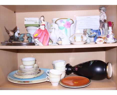 A Royal Doulton figure, "Southern Belle", a quantity of Quimper, a Colclough part teaset, a Beswick model of a donkey, model 