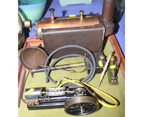 A Stuart 501 boiler and S50 mill engine with connecting pipes