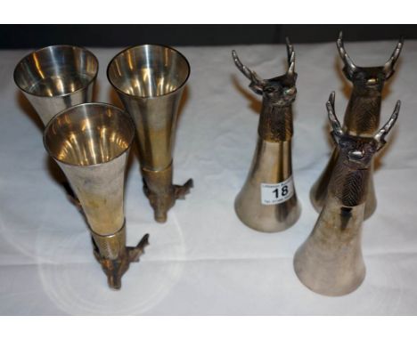 Set of 6 plated reindeer stirrup cups
