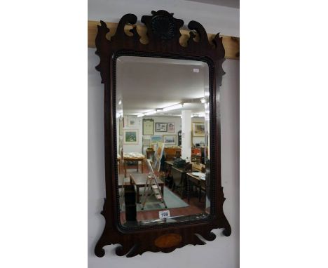 Inlaid Chinese Chippendale style wall mirror
