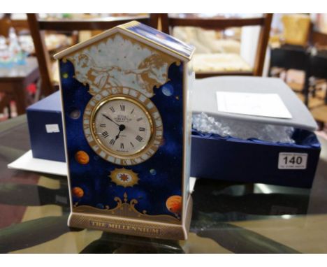 L/E & boxed Royal Worcester Millennium clock with certificate