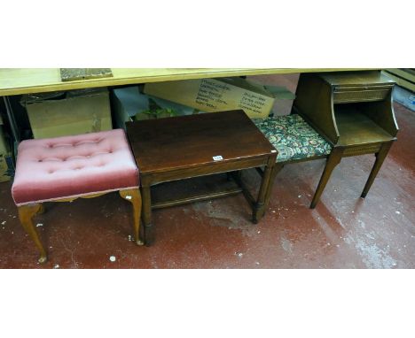Telephone seat table, stool & oak coffee table
