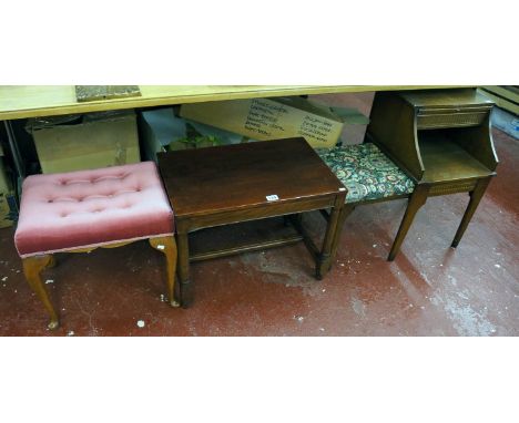 Telephone seat table, stool & oak coffee table