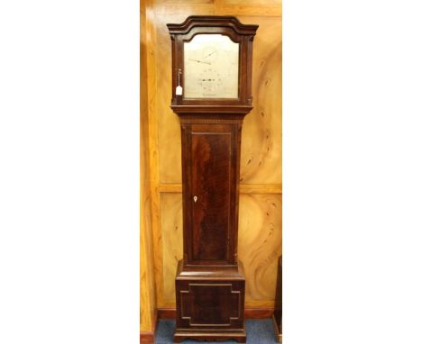 A 19th Century Regulator longcase clock with eight day movement, thick shaped plates united by four large pillars, dead beat 