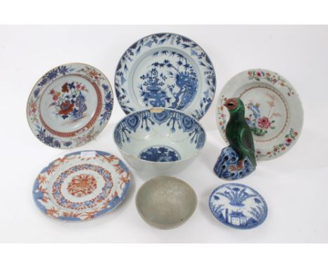 A collection of Chinese ceramics including transitional Ming bowl, 18th century Chinese armorial Imari palette plate, Song gl