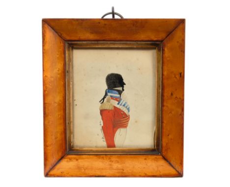 John Buncombe (act. 1795-1825): Watercolour portrait miniature on paper of an officer of the (54th) West Norfolk Regiment' si