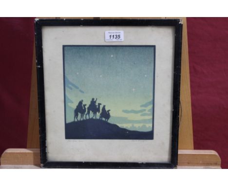 Hall Thorpe (1874-1947) signed woodblock print - “The Wise Men”, in glazed frame, 29cm x 27cm CONDITION REPORT Image generall