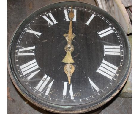 Impressive Art Deco glazed pottery cased monumental clock from the outside of a building, with black and white dial - 60cm di