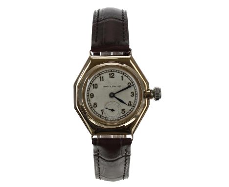 Rolex Oyster 9ct octagonal wire-lug gentleman's wristwatch, reference no. 2136, serial number 377xx, import hallmarks for Gla