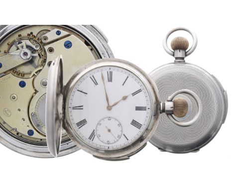 Stauffer, Son & Co. silver (.935) minute repeating hunter pocket, gilt frosted lever movement with stamped trademark, and ham