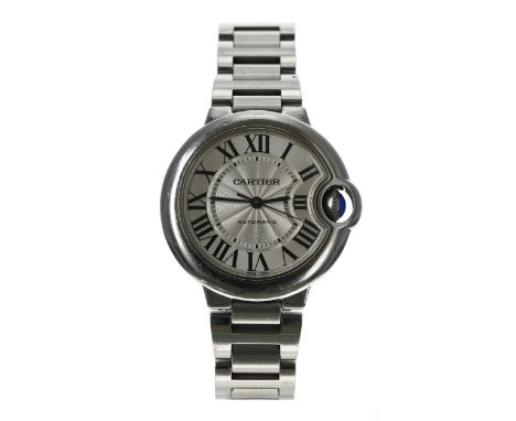 Cartier Ballon Bleu automatic lady's stainless steel wristwatch, reference no.3489, serial no. 327xxTX, 34mm (31)-Box and Pap
