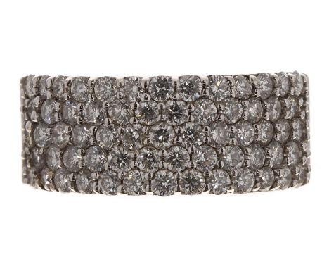 Impressive 18ct white gold pavé diamond half&nbsp; band ring,&nbsp;round brilliant-cuts, width 9mm, 7.2gm, ring size N/O
