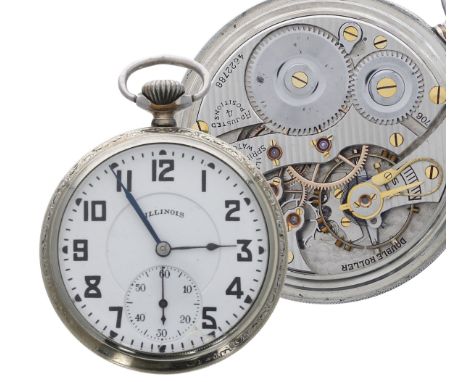 Illinois Watch Co. 14k white gold filled lever set pocket watch, circa 1924, signed cal. 706 17 jewel adjusted 4 positions mo