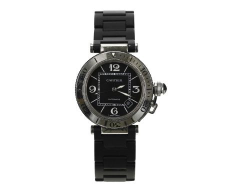 Cartier de Pasha automatic stainless steel gentleman's wristwatch, reference no. 2790, serial no. 52262xxx, circa 2008, black