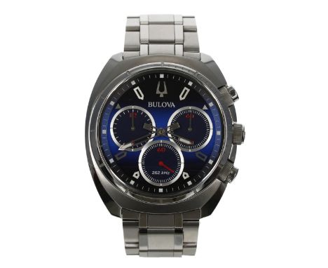 Bulova Chronograph Sport CURV stainless steel gentleman's wristwatch, reference no. 96A185, blue dial, quartz, 43mm-** As new