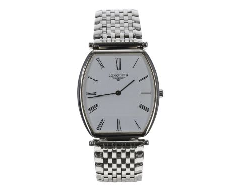 Longines Les Grandes Classique stainless steel gentleman's wristwatch, reference no. L4.705.4, white dial, Longines bracelet 