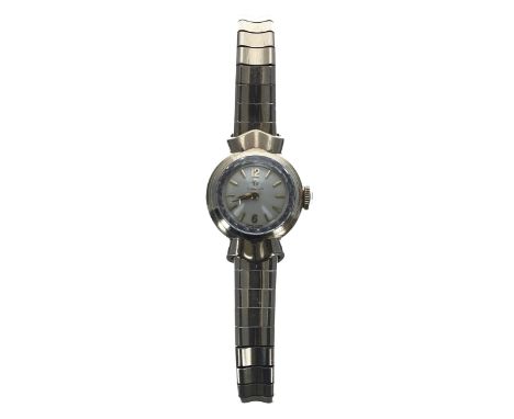 Omega 9ct lady's wristwatch, reference no. EB986, serial no. 17918xxx, circa 1960, silvered dial with Arabic 12 and 6 with ba