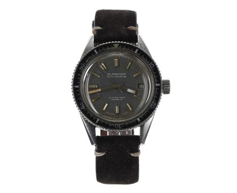 Rare Blancpain Bathyscaphe automatic stainless steel gentleman's wristwatch, circa 1960s, serial no. 2063xx, black bakelite r