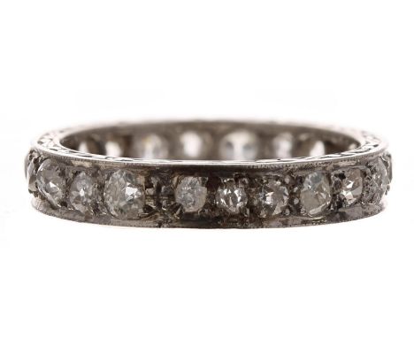 Platinum old-cut diamond full eternity ring, width 3.5mm, 4.1gm, ring size K/L 