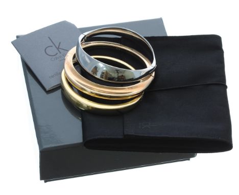Calvin Klein tri-colour bangle set, with box and certificate-Purchased in 2012 for 165 Euros 