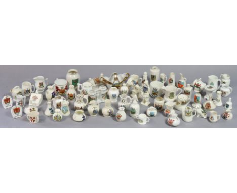 Approximately sixty various items of crested china by W.H. Goss, Carlton, etc.
